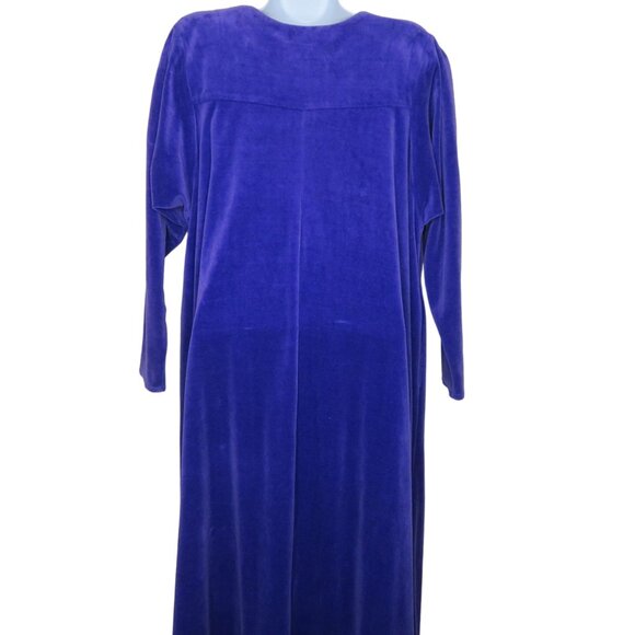 David Brown for I. Magnin & Co. Purple Velour Long Sleeve Caftan Robe Pockets - Picture 12 of 16